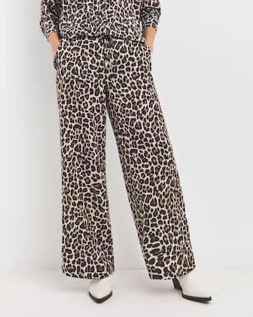 Animal Herringbone Wide Leg Pull On Trouser