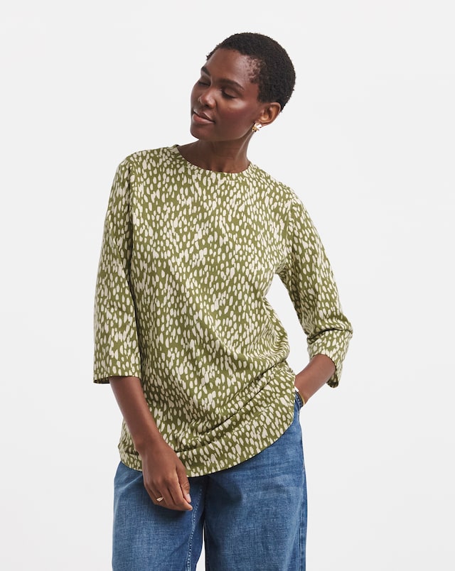 Longline Curved Hem 3/4 Sleeve Top