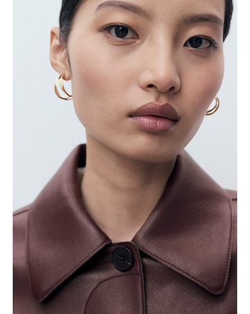 Mango Faux Leather Collared Jacket