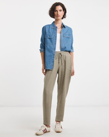 Camel Textured Pull On Tapered Trouser