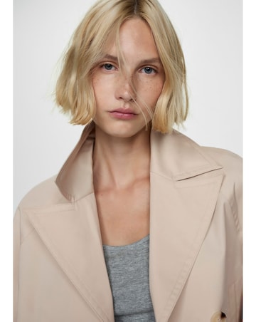 Mango Cropped Trench Coat with Lapels