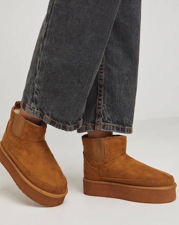 Edith Flatform Warm Lined Chelsea Snug Boots - Extra Wide Fit (EEE)