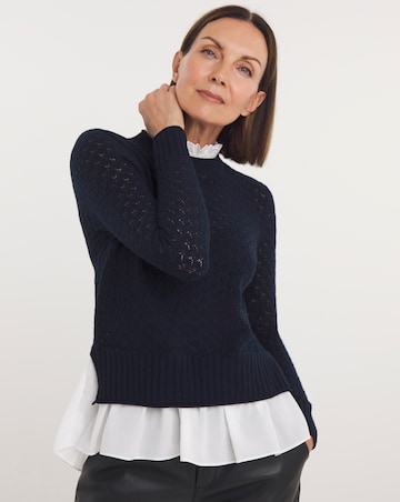 Ted Baker Holina Knitted Jumper Mock Shirt Detail Top