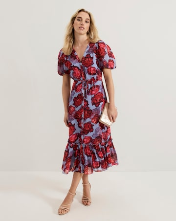 Phase Eight Francesca Floral V Neck Midi Dress