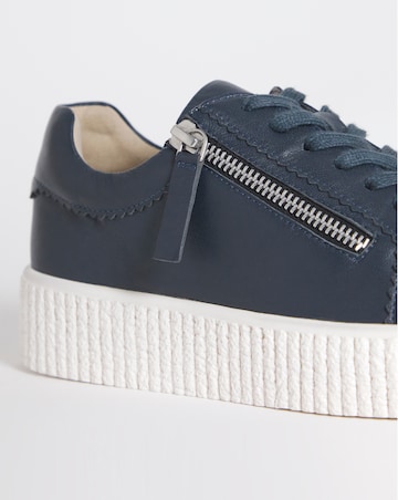 Quincy Side Zip Leather Trainer - Wide Fit (E)