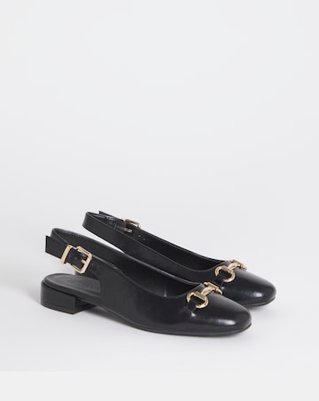 Presley Low Block Heel Slingback With Snaffle Trim - Wide Fit (E)