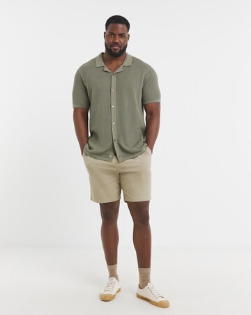 Green Knitted Revere Collar Shirt