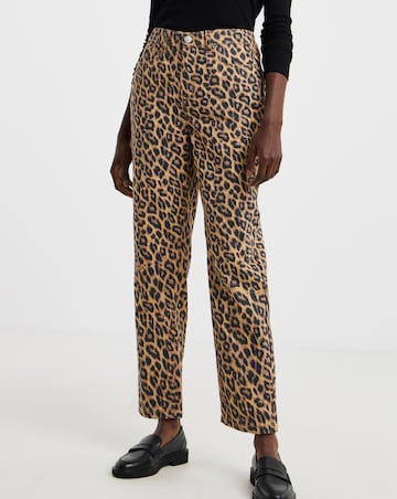 Pure Cotton Leopard Straight Leg Jean