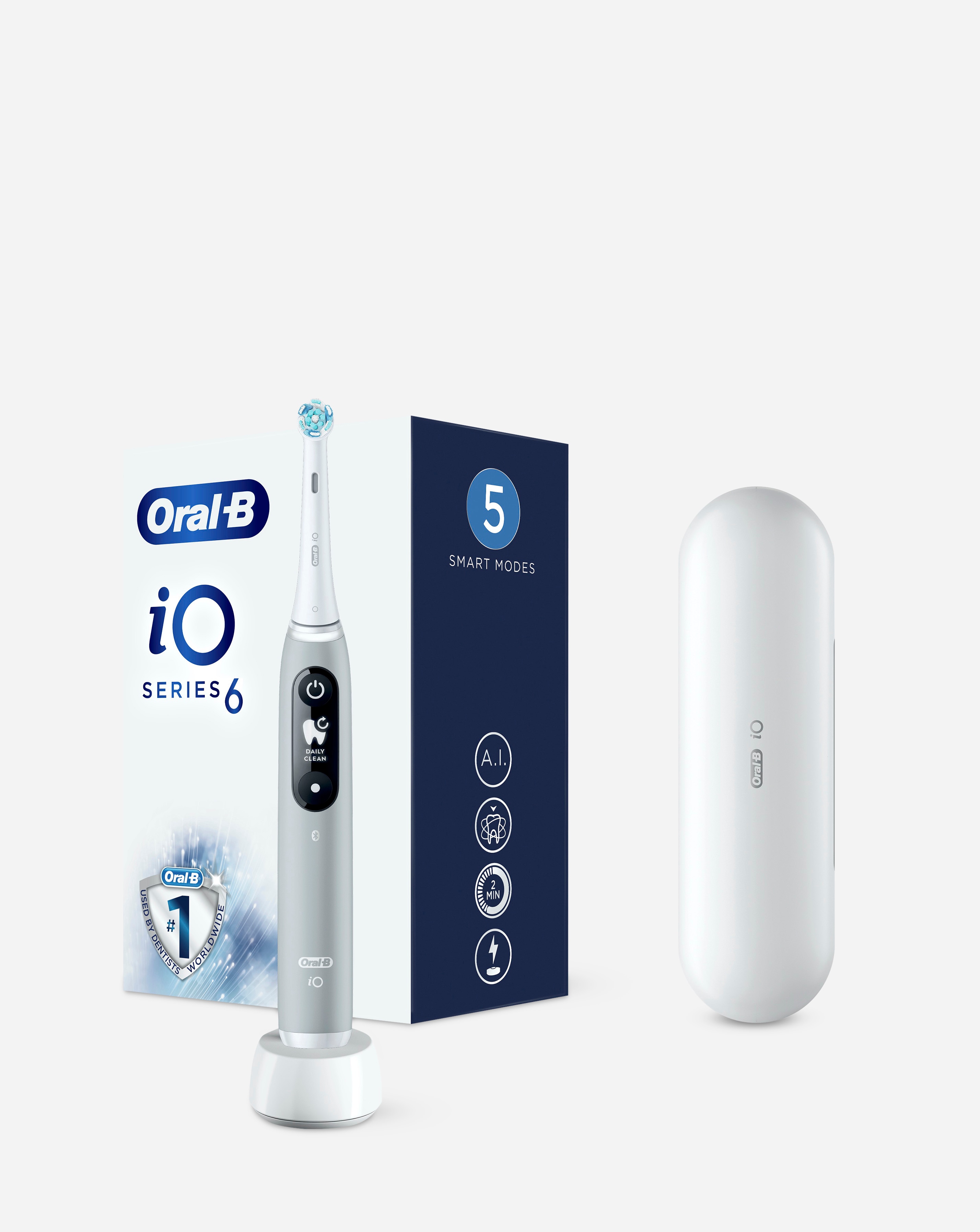 Oral-B iO6 Grey Opal Electric Toothbrush + Travel Case | JD Williams