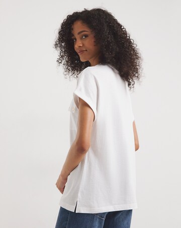 White Utility Pocket Seam Detail T-Shirt
