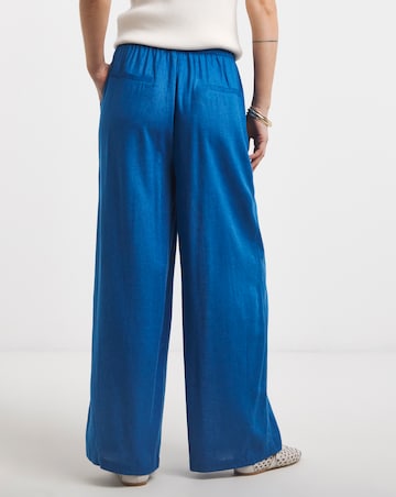 Cobalt Linen Mix Wide Leg Trouser