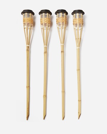 Set of 4 Bamboo Solar Stake Lights