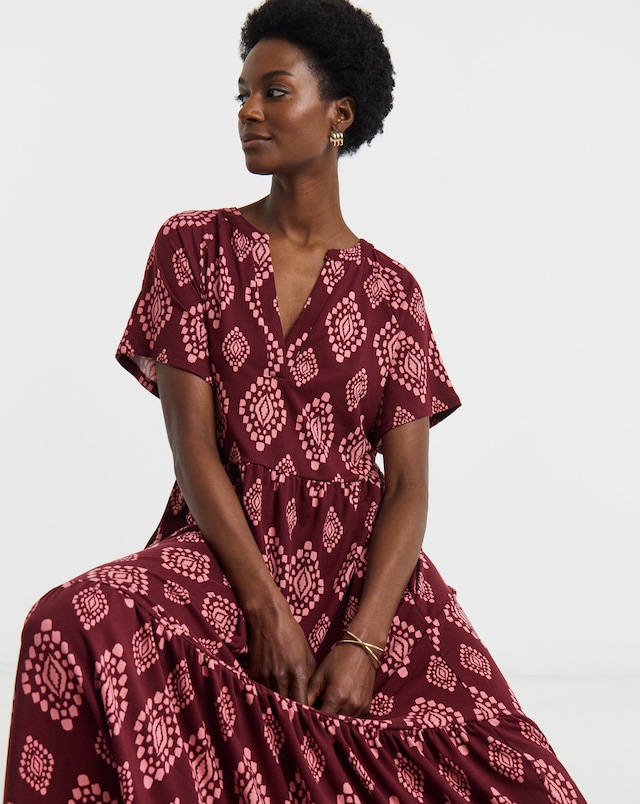 Jersey Notch Neck Maxi Dress