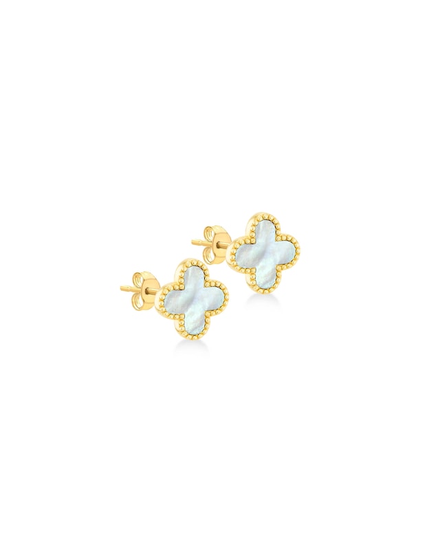 9ct Yellow Gold Clover Earring