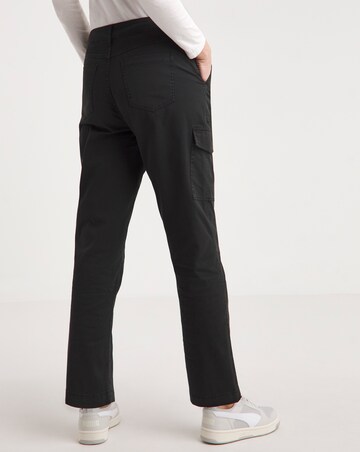 Black Cotton Rich Tapered Utility Trousers with Stretch