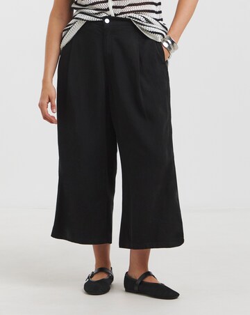 Simply Be Black Crop Wide Leg Jeans with Tencel TM Lyocell