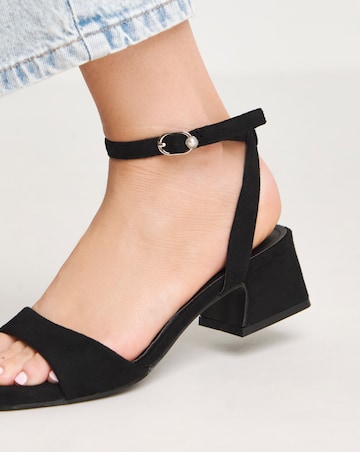 Amber Barely There Low Block Heel Sandals - Wide Fit (E)