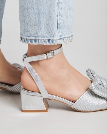 Isla Plisse Bow Low Heel Occasion Sandals Extra Wide EEE Fit