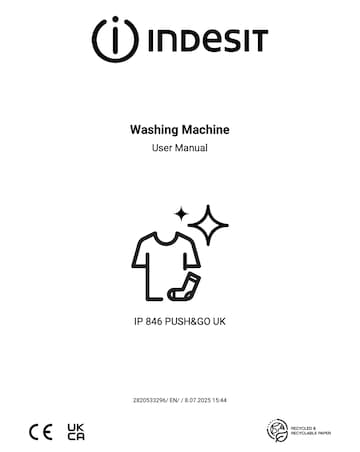 Indesit IP 846 Push & Go Washing Machine - White + Install