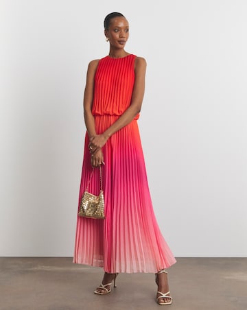 Joanna Hope Halter Neck Ombre Pleated Dress