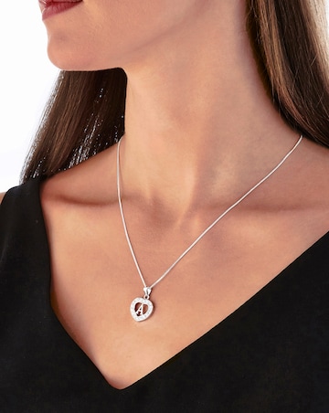 Sterling Silver & Cubic Zirconia Initial Heart Pendant