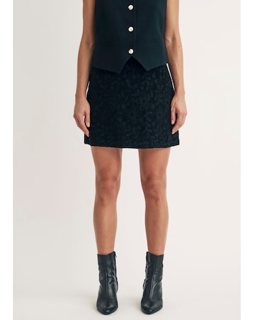 NOBODY'S CHILD Black Stockholm Printed Cord Mini Skirt