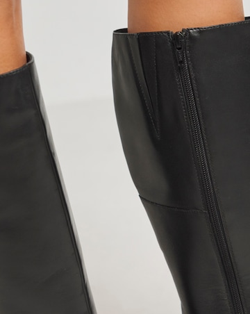 Heavenly Soles Velma Leather Knee Boots - Extra Wide Fit (EEE) Super Curvy Calf