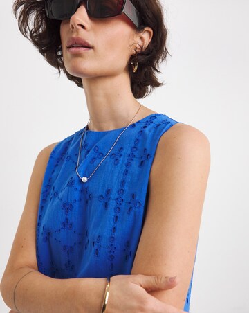 Pure Cotton Broderie Sleeveless Shift Dress