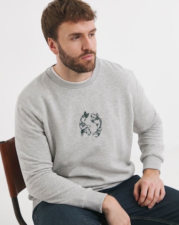 Jack & Jones Japanese Koi Sweatshirt - Grey