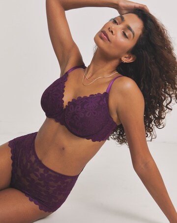 Pretty Secrets (2 Pack) Daisy Lace Plunge Wired Bras (B-F) Green/Plum