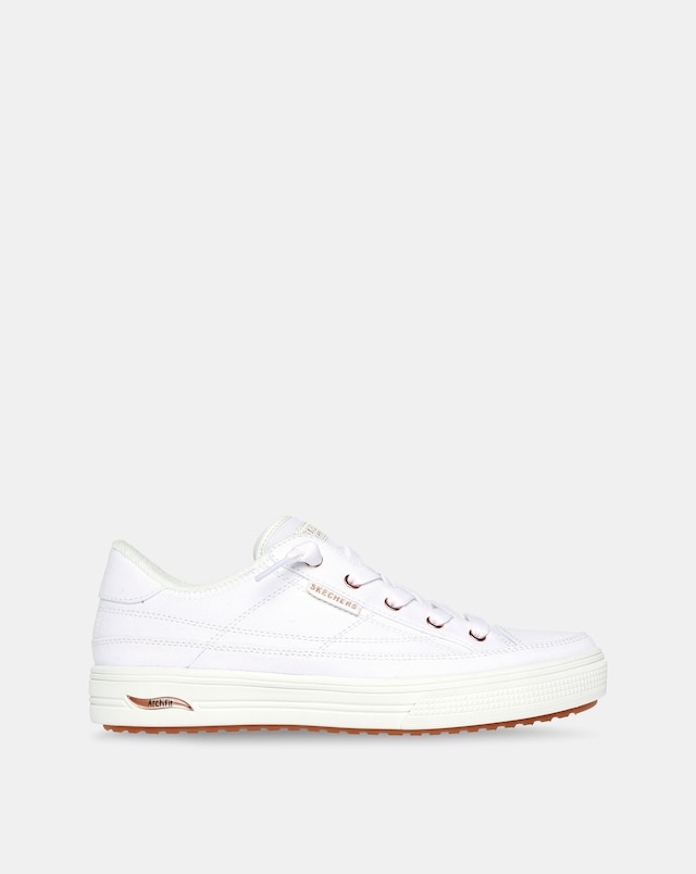 Skechers White Arch Fit Arcade Meet Ya There Slip-On Trainers - Wide Fit (E)