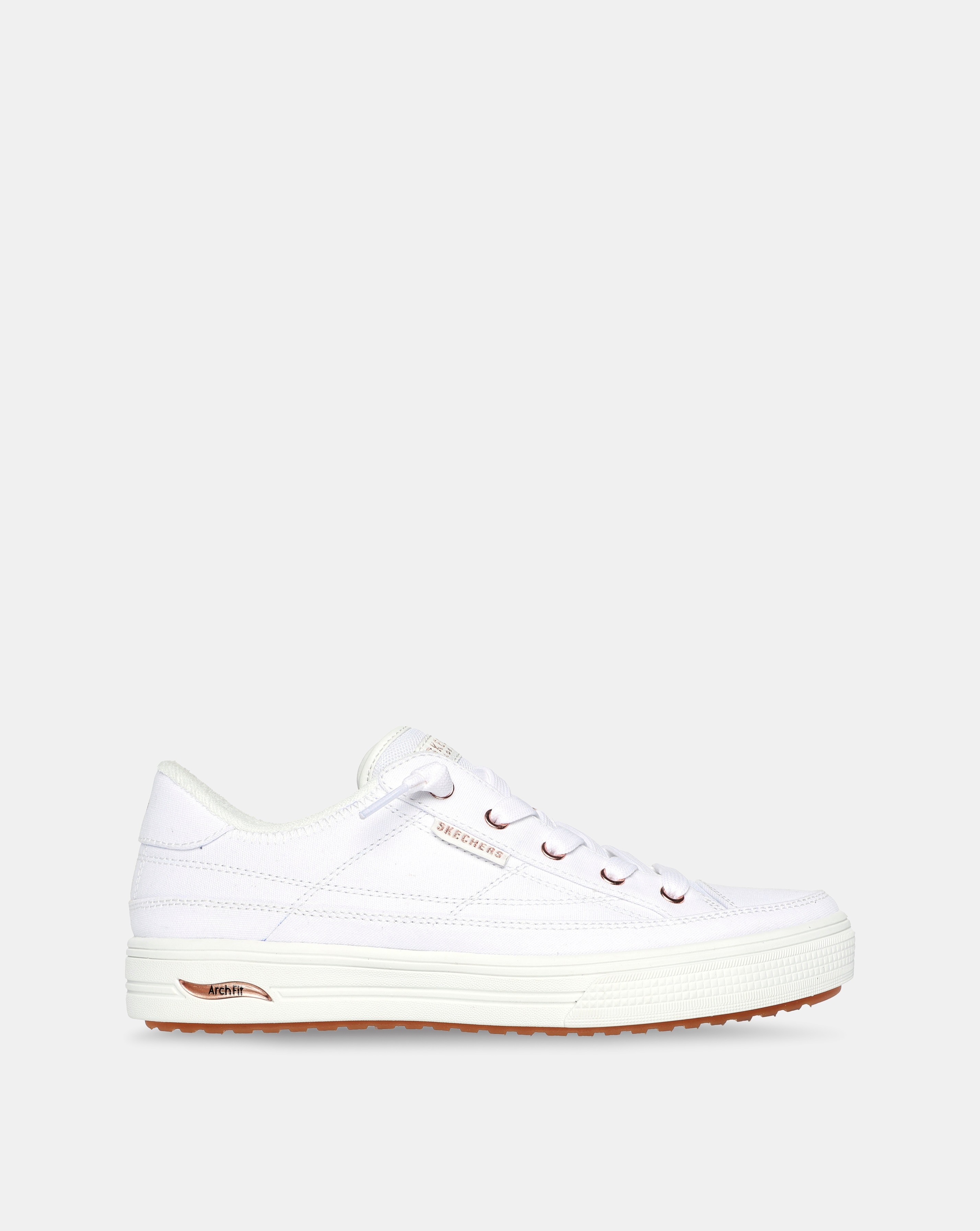 Skechers White Arch Fit Arcade Meet Ya There Slip-On Trainers - Wide Fit (E)