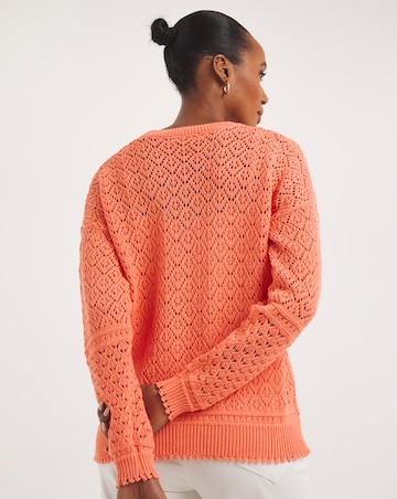 Coral Crochet Scallop Hem Jumper