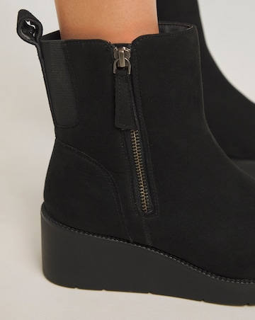 Rene Zip Detail Wedge Ankle Boots - Extra Wide Fit (EEE)