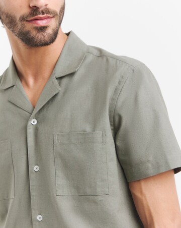 Short Sleeve Revere Linen Blend Shirt