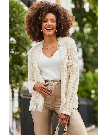 Sosandar Fringed Bouche Trophy Cardigan