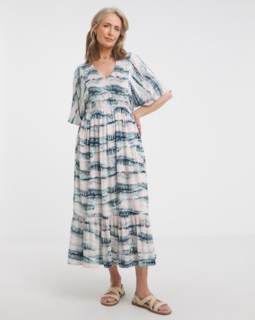 Julipa Shirred Front Crinkle Midi Dress