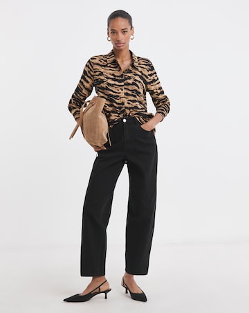 Dipped Back Long Sleeve Shirt - Animal Print