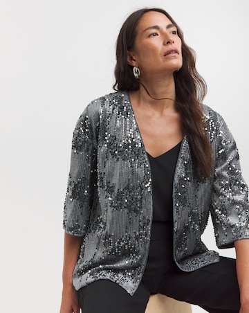 Grey Sequin Velvet Kimono