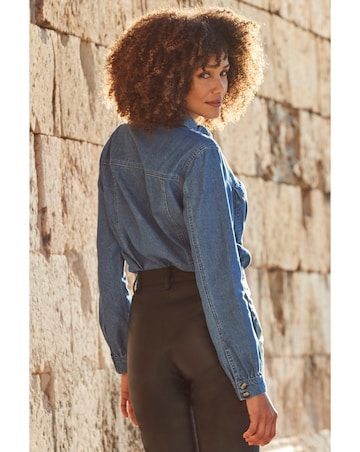 Sosandar Mid Blue Denim Utility Shirt