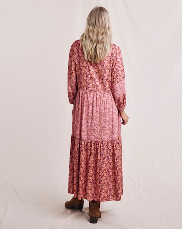 Julipa Tiered Mix Print Midi Dress