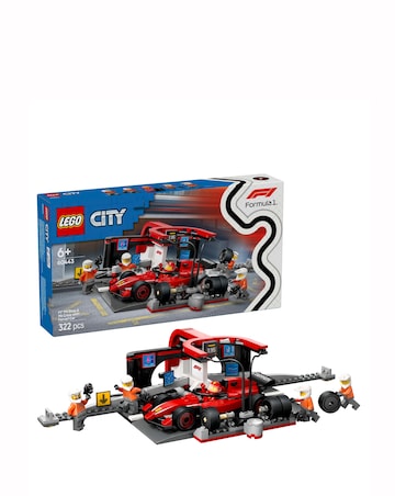 LEGO City F1 Pit Stop & Pit Crew with Ferrari Car Model Racing Vehicle Toy 60443