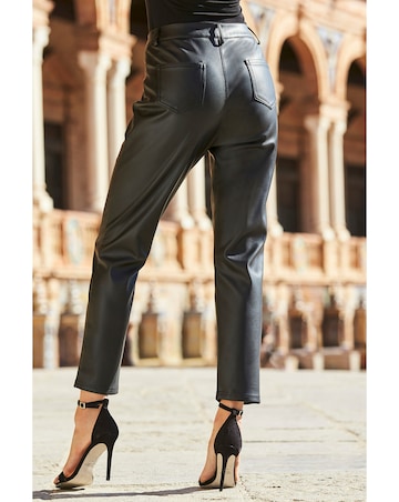 Sosandar Black Faux Leather Straight Leg Trousers