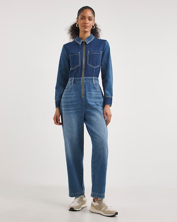 Whistles Elliot Patchwork Denim Boilersuit