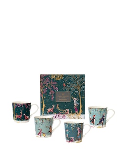Sara Miller Woodland Tales Set of 4 Mugs