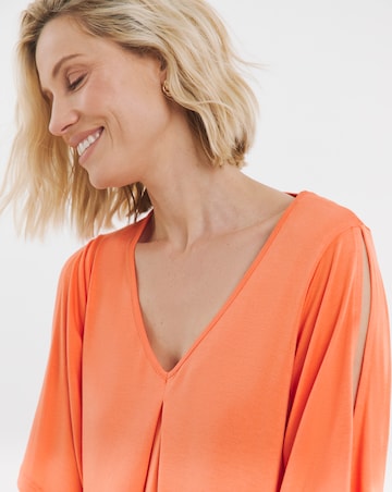 Split Sleeve V Neck Swing Top