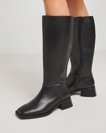 Heavenly Soles Velma Leather Knee Boots - Extra Wide Fit (EEE) Super Curvy Calf