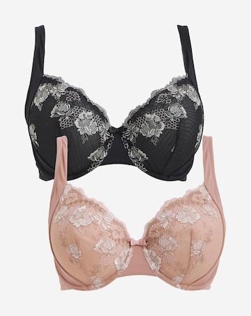 Pretty Secrets (2 Pack) Libby Full Cup Bras (B-G) Almond/Black
