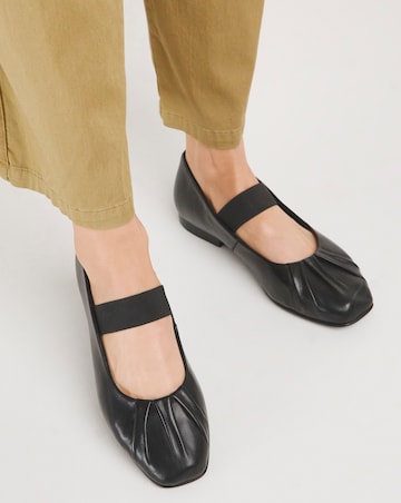 Heavenly Soles Paisley Leather Elastic Mary Jane Ballerina - Wide Fit (E)