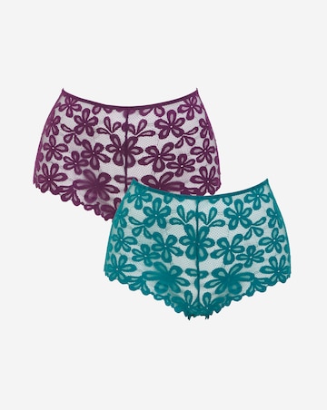 Pretty Secrets (2 Pack) Daisy Lace Shorts Green/Plum